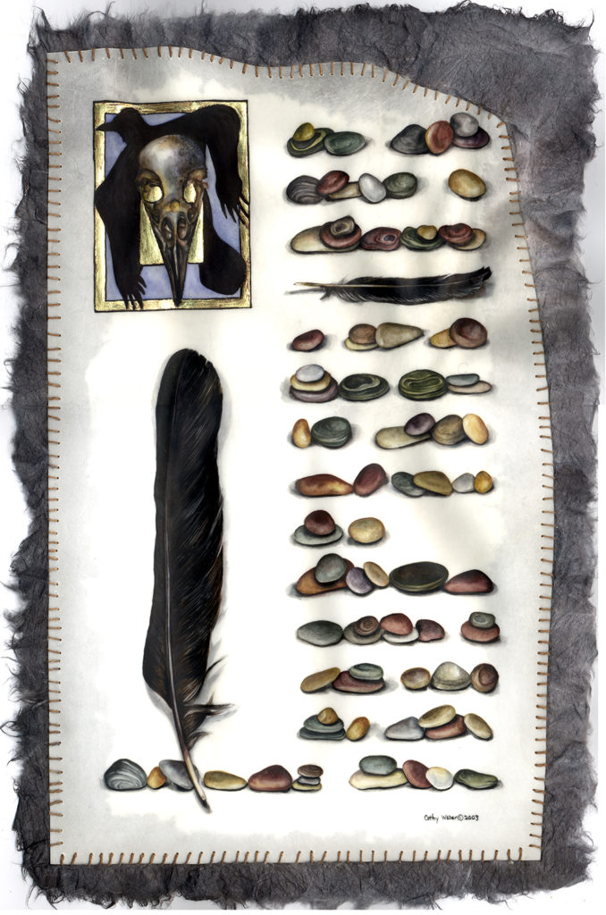 cathy weber - art - painting - woman - oil - montana - painting - oil - stick - heart - poem - object - stone