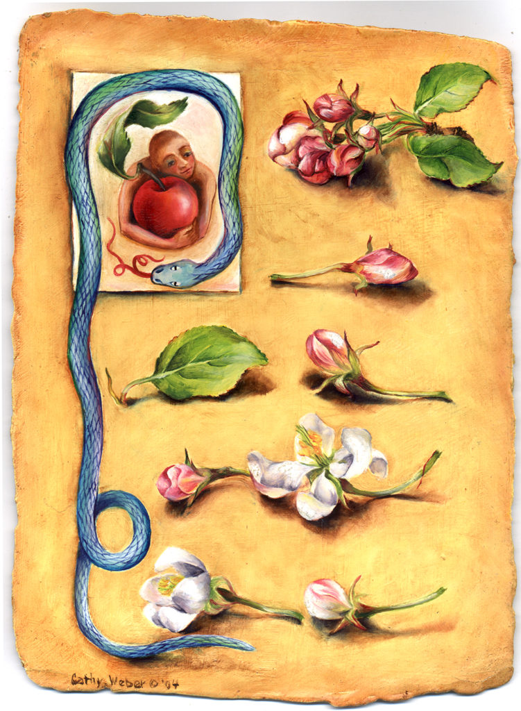 cathy weber - art - painting - woman - oil - montana - painting - oil - stick - heart - poem - object - stone