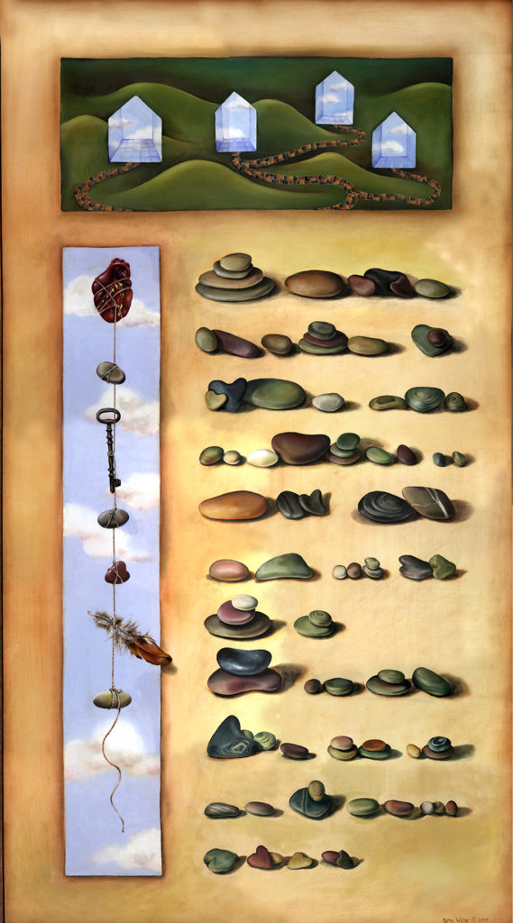 cathy weber - art - painting - woman - oil - montana - painting - oil - stick - heart - poem - object - stone