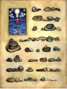 cathy weber - art - painting - woman - oil - montana - painting - oil - stick - heart - poem - object - stone