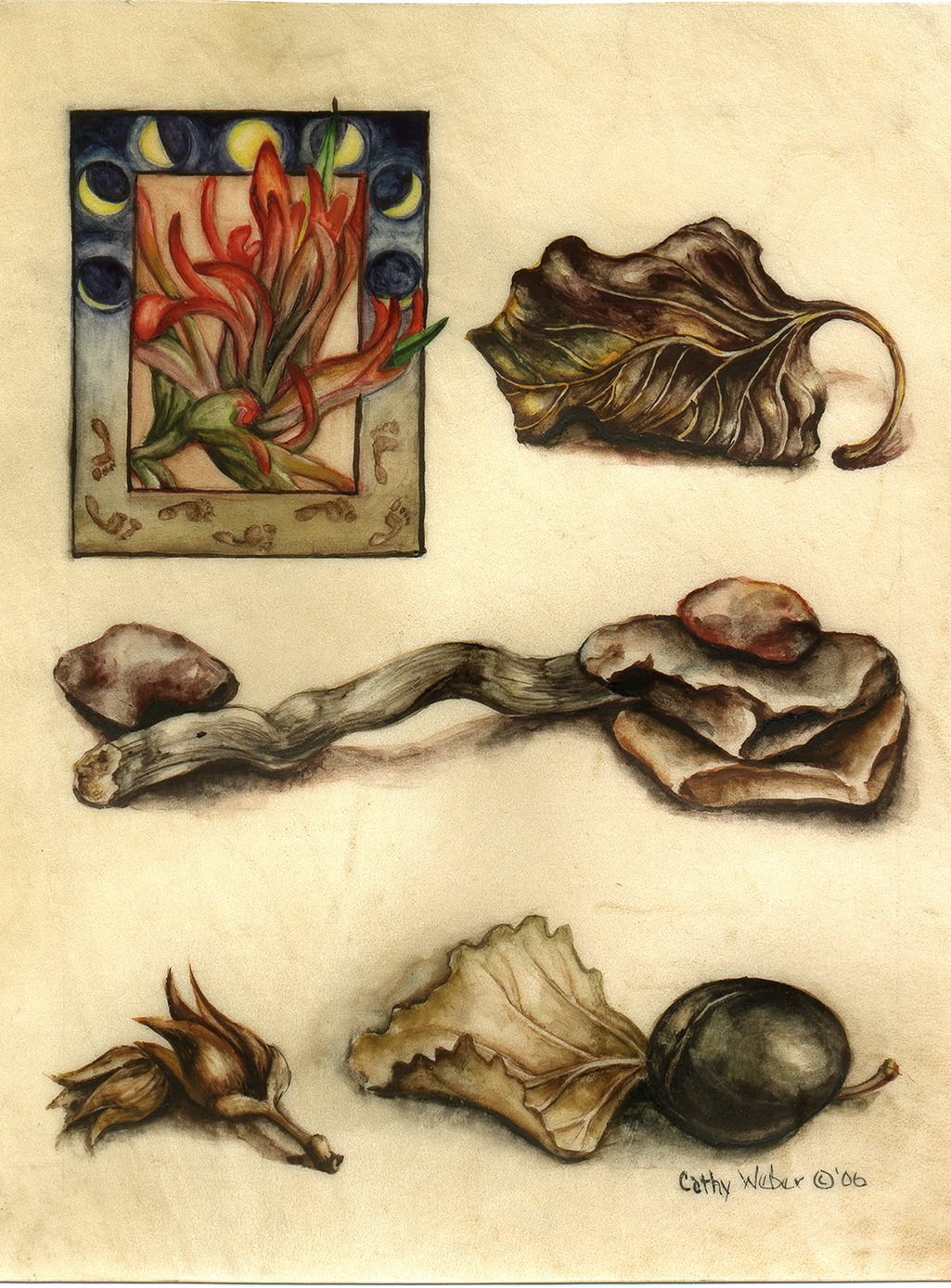 cathy weber - art - painting - woman - oil - montana - painting - oil - stick - heart - poem - object - stone