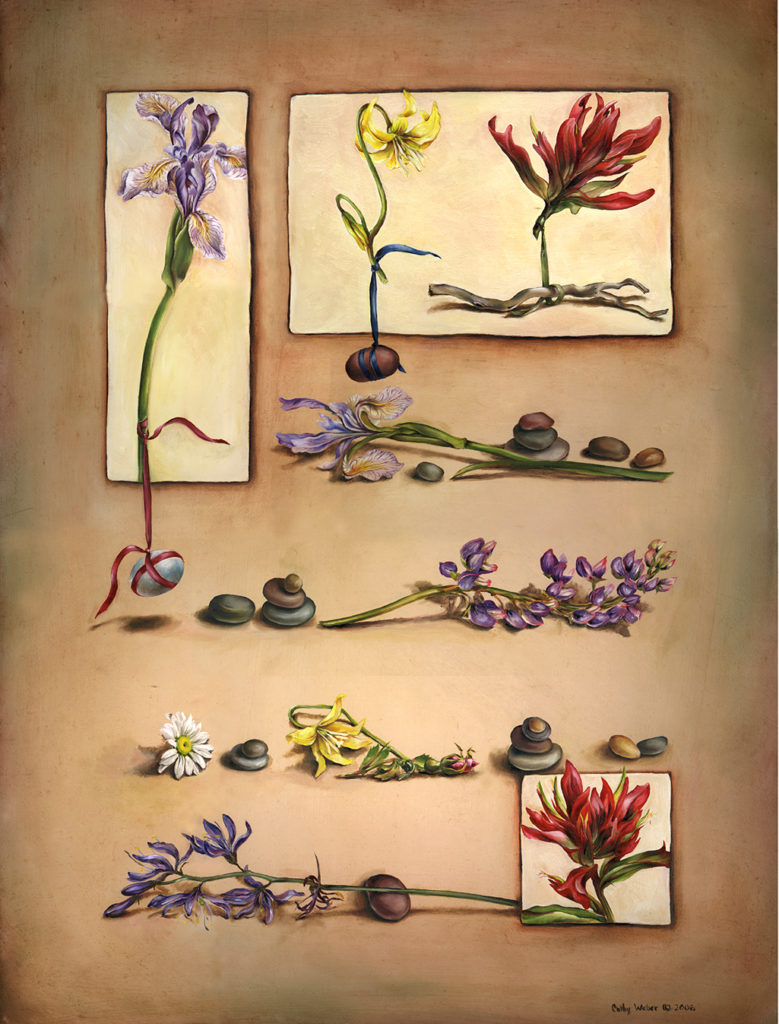 cathy weber - art - painting - woman - oil - montana - painting - oil - stick - heart - poem - object - stone