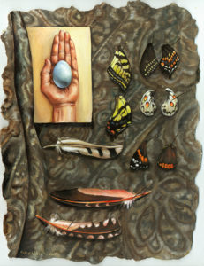 cathy weber - art - painting - woman - oil - montana - painting - oil - stick - heart - poem - object - stone