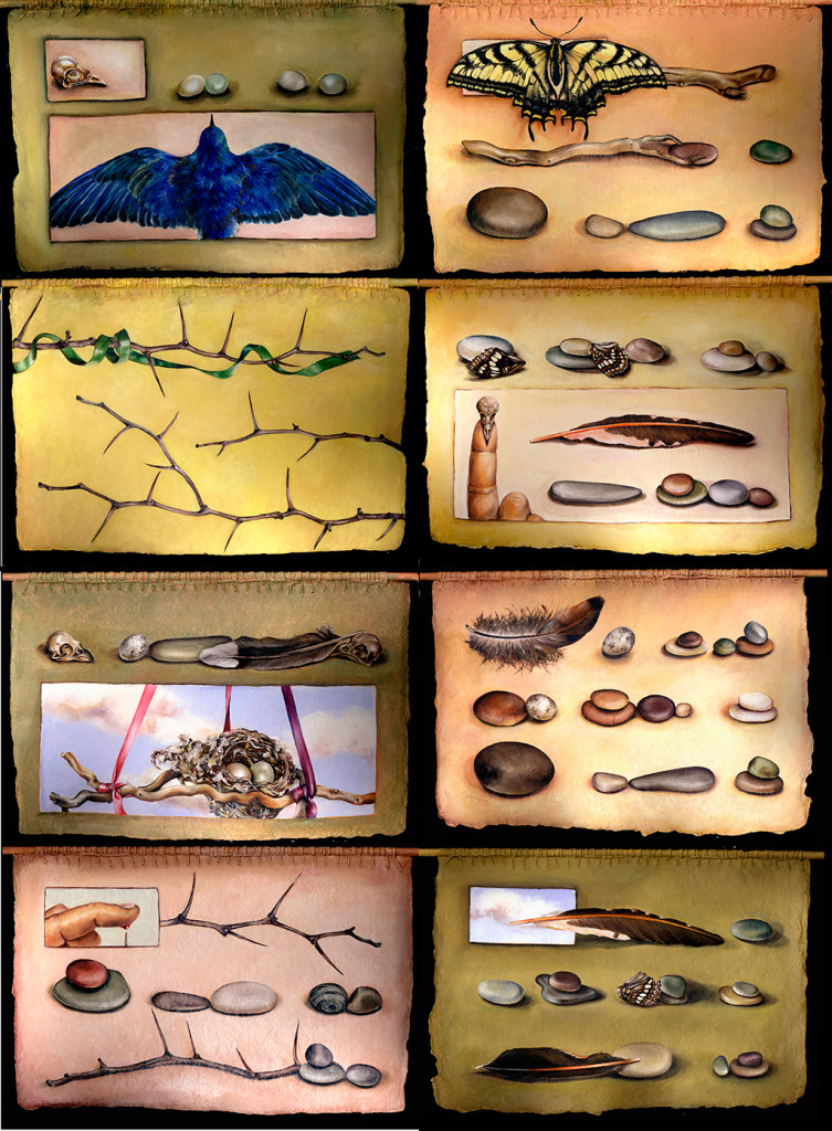 cathy weber - art - painting - stick - stone - dragonfly - woman - heart - wishbone - book art - artist book - book- object - montana - oil painting - object poem - movable page