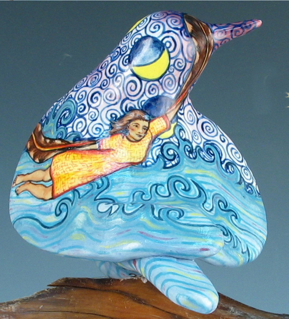 cathy weber - art - painting - woman - montana - ceramic - porcelain - bird - narrative - clay - glazed