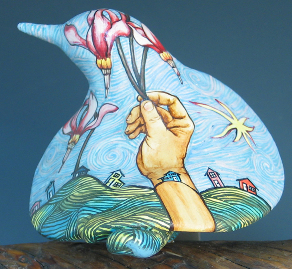 cathy weber - art - painting - woman - montana - ceramic - porcelain - bird - narrative - clay - glazed