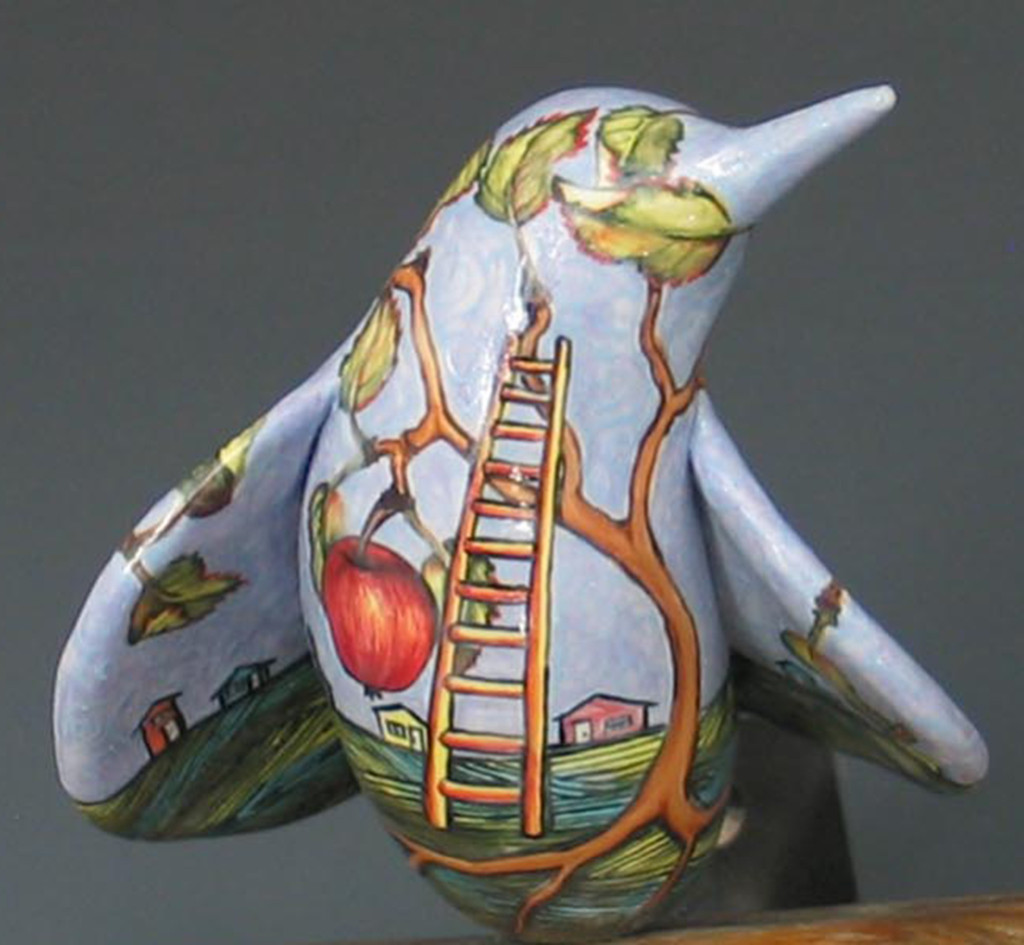 cathy weber - art - painting - woman - montana - ceramic - porcelain - bird - narrative - clay - glazed