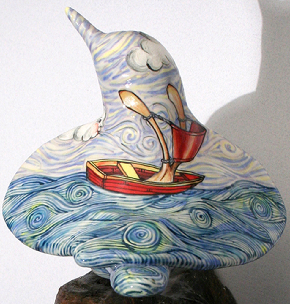 cathy weber - art - painting - woman - montana - ceramic - porcelain - bird - narrative - clay - glazed