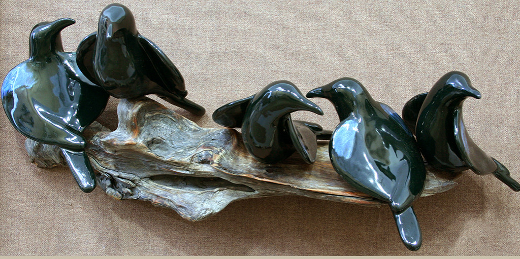 cathy weber - art - clay- woman - montana - ceramic - porcelain - bird - raven - crow - corvid - blackbird