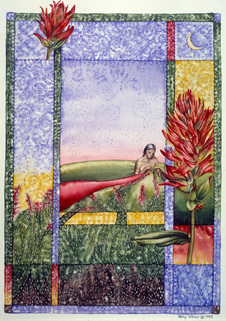 cathy weber - art - holy card - holycard - quilt - watercolor - creation - indian paintbrush - stitcher - stitch - montana