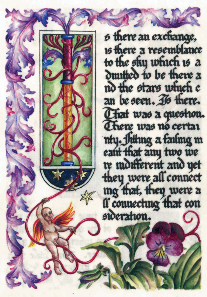 cathy weber - art - artmaker - watercolor - parchment- montana - Gertrude - stein - tender buttons - illumination - book - artist