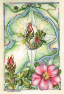 cathy weber - art - artmaker - watercolor - montana - illumination - book - artist - map - compass rose - parchment