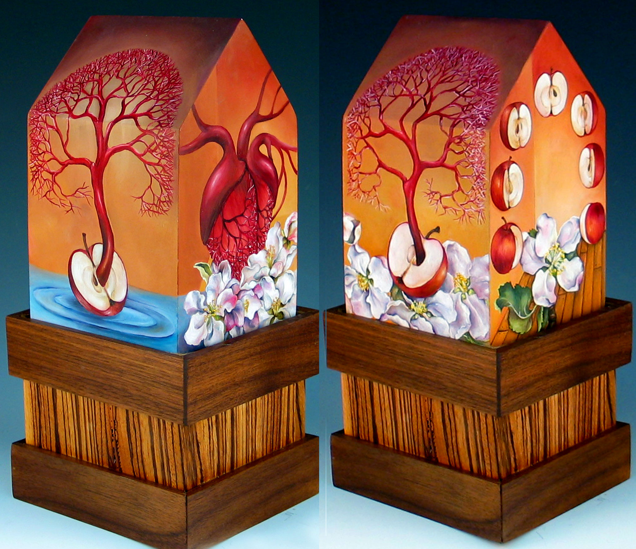cathy weber - art - painting - oil - montana - red - tree - house - object