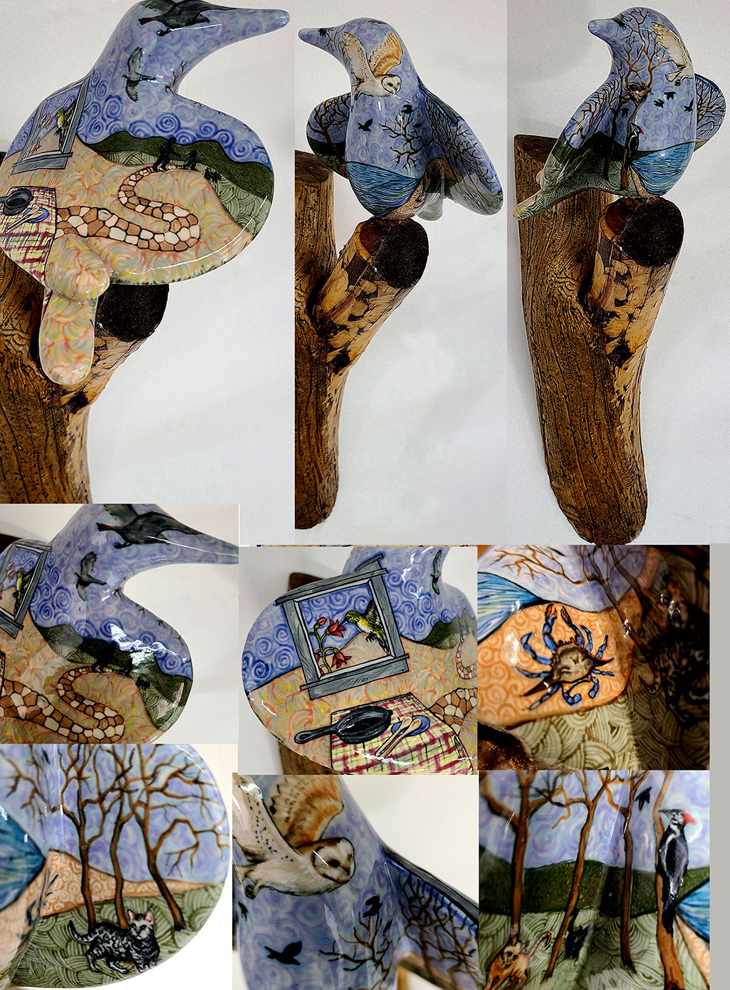 cathy weber - art - painting - woman - montana - ceramic - porcelain - bird - narrative - clay - glazed