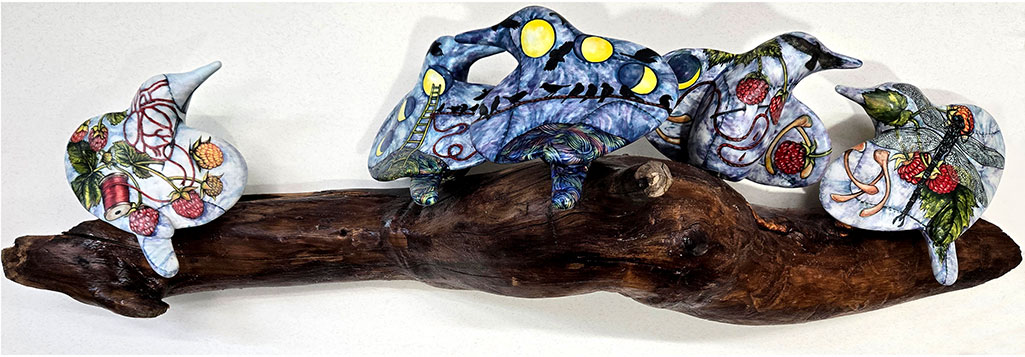 cathy weber - art - painting - woman - montana - ceramic - porcelain - bird - narrative - clay - glazed