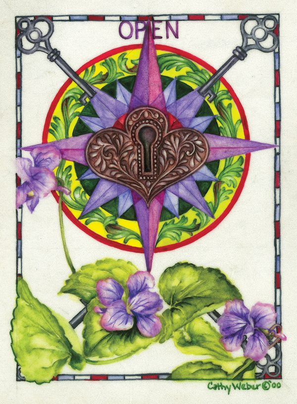 cathy weber - art - painting - woman -compass rose - watercolor - moon phase- montana - painting - parchment - skin - map