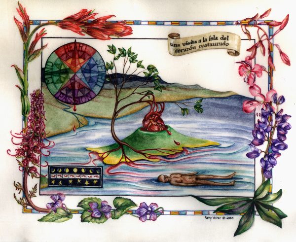 cathy weber - art - artmaker - watercolor - montana - illumination - book - artist - map - compass rose - parchment