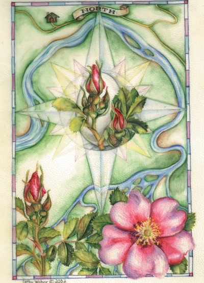 cathy weber - art - artmaker - watercolor - montana - illumination - book - artist - map - compass rose - parchment