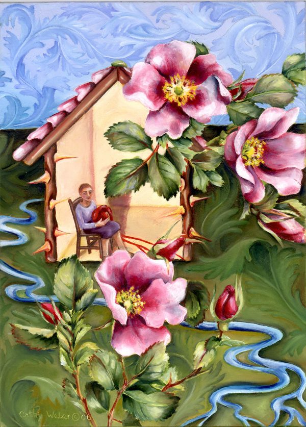 06.001 Rose heart house 5x7"
