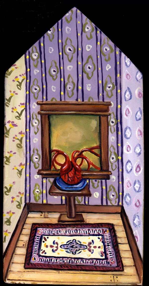 10.016 Heart Window House, 3×3.25×6"