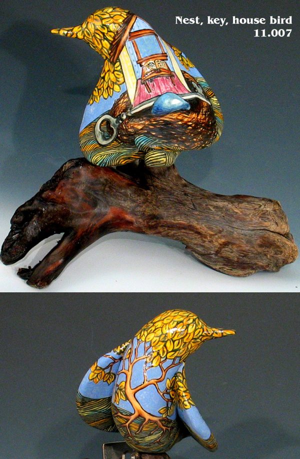 cathy weber - art - painting - woman - montana - ceramic - porcelain - bird - narrative - clay - glazed