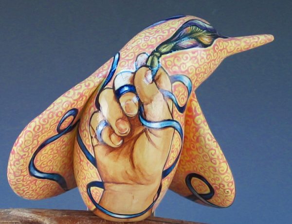 cathy weber - art - painting - woman - montana - ceramic - porcelain - bird - narrative - clay - glazed