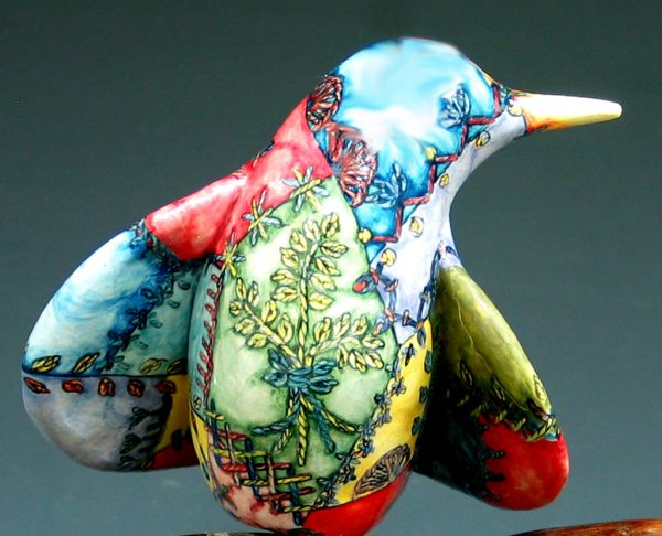 cathy weber - art - painting - woman - montana - ceramic - porcelain - bird - narrative - clay - glazed