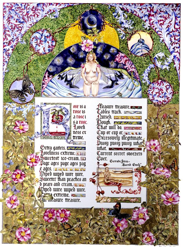 cathy weber - art - painting - woman - moon phase - watercolor -illumination- montana - painting - parchment - paper - versal